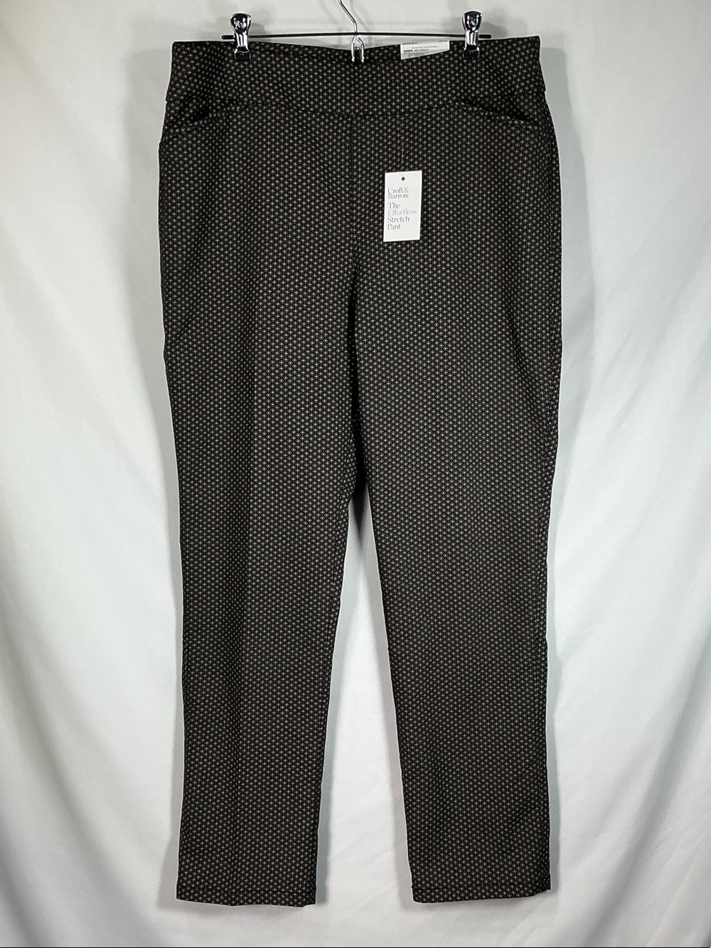 Croft & Barrow Black White Microdot Straight Leg Pull On Career Pants NWT 14